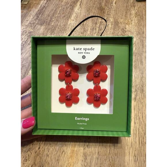 kate spade new york x Target - Pink Floral Linear Earrings Limited Edition - Picture 1 of 3